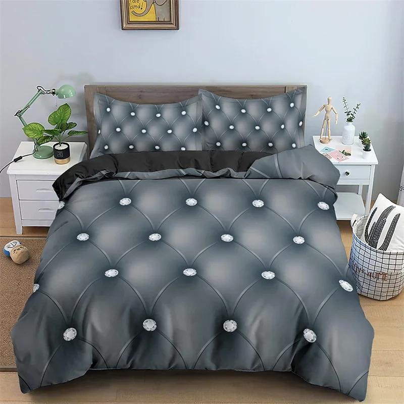 Luxury Geometric Duvet Cover Microfiber Diamond Bedding Set Abstract Pattern Comforter Cover King Queen For Girls Adult Bedroom
