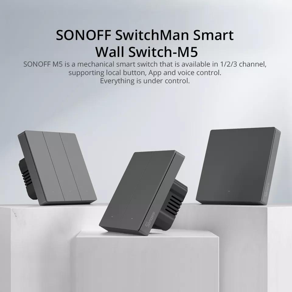 SONOFF M5 SwitchMan Smart Wall Switch 1/2/3 Gang 80 86 120 Type Mechanical Push Button Smart Switch Support Google/Alexa