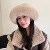 Umělá kožešina Emboss Bucket Klobouk Klasické jednobarevné Silné teplé čepice Umyvadlo Zimní zateplená rybářská čepice pro ženy Každodenní použití