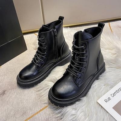Fashion New Pu Leather Motorcycle Boots for Women Fashion Casual Spring Autumn Ladies Platform Shoes Designer Black Ankle Boots Female