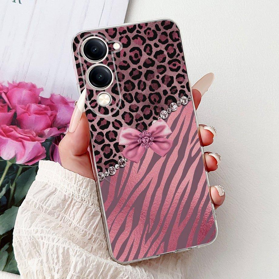 For Vivo Y29s Y29 4G 5G / Vivo Y04 4G Back Cover Girly Fashion Flower Butterfly Painting Case Soft TPU Clear Slim Silicone Funda