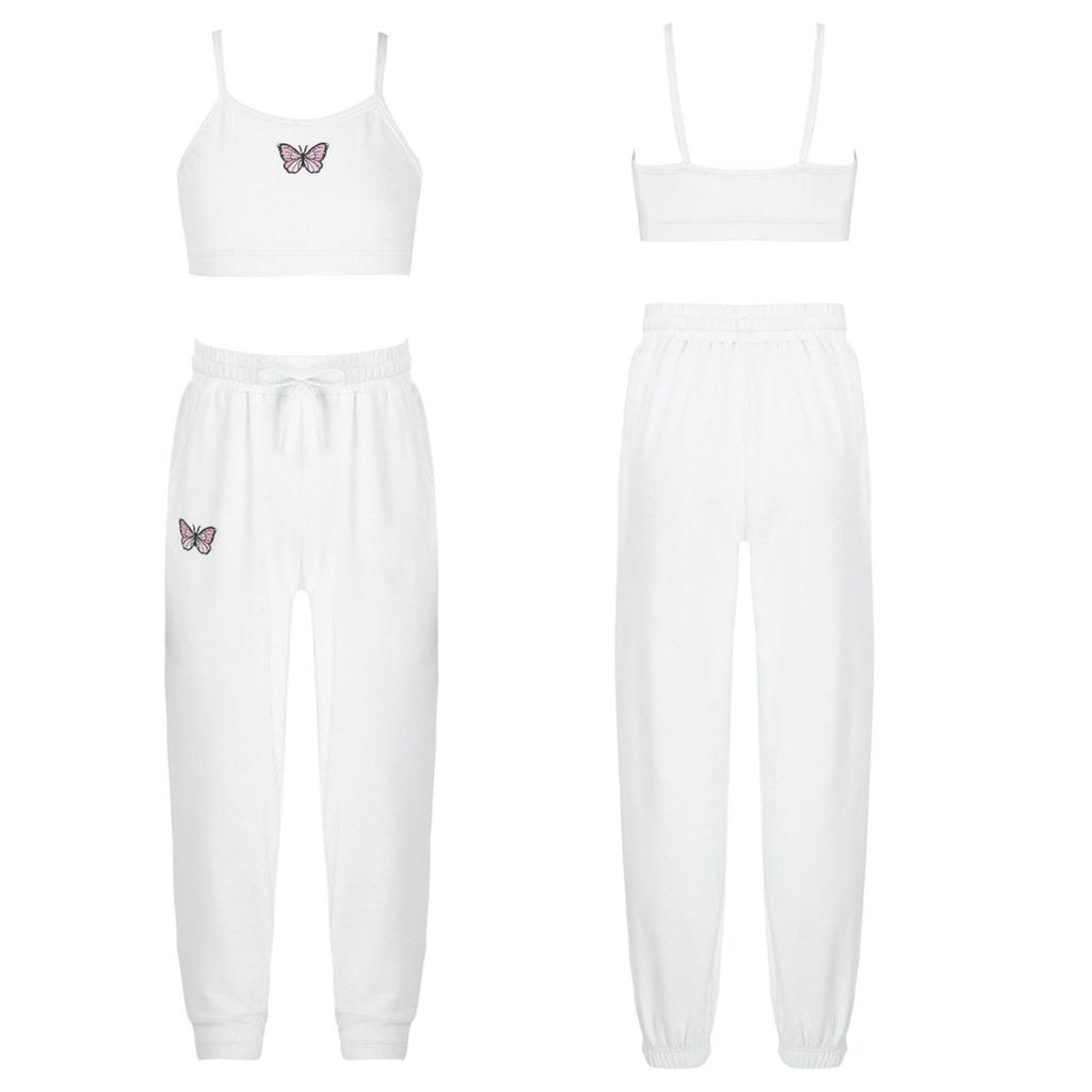 Dětská dívčí sada oblečení pro volný čas Crop vesta a kalhoty bez rukávů pro posilovnu Běžecký trénink Taneční cvičení