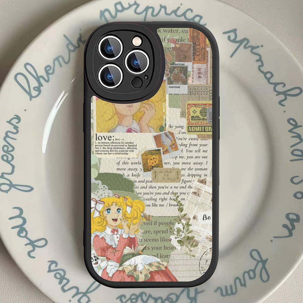 Manga Candy Phone Case For IPhone 16 15 14 13 12 11 Pro Max Plus Leather Soft Cover