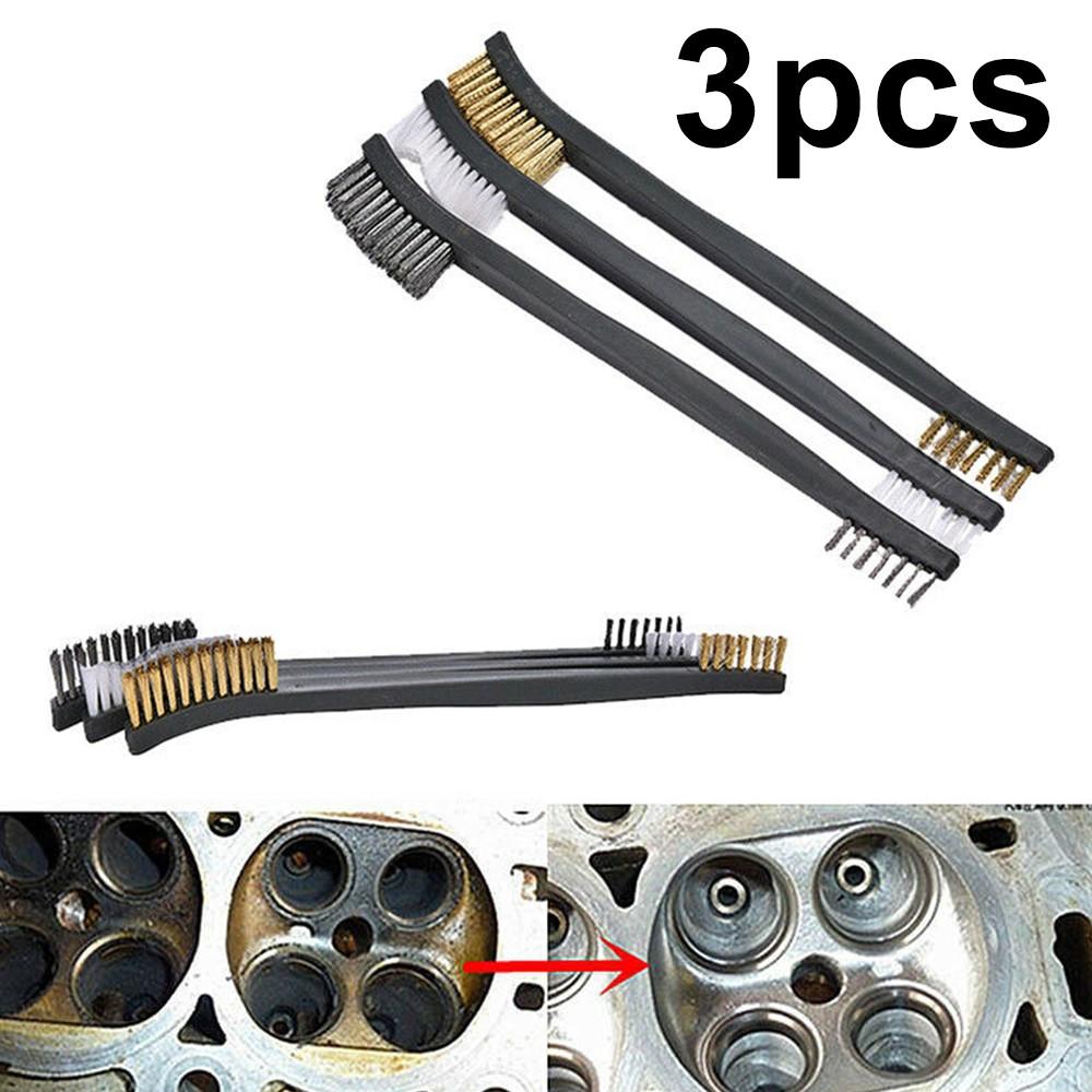 Workshop Wire Brush Tools Supplies 3pcs Set Nylon Brass Stainless Steel