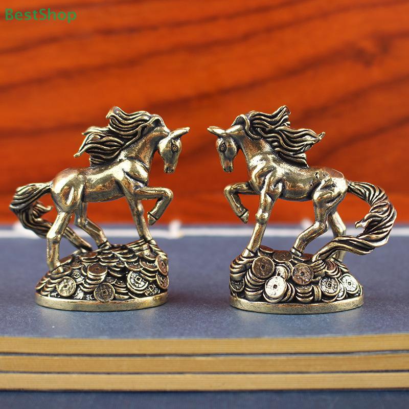 Vintage Mässing Stjärntecken Häst Med Pengahäst Staty Skrivbords Hantverk Prydnader