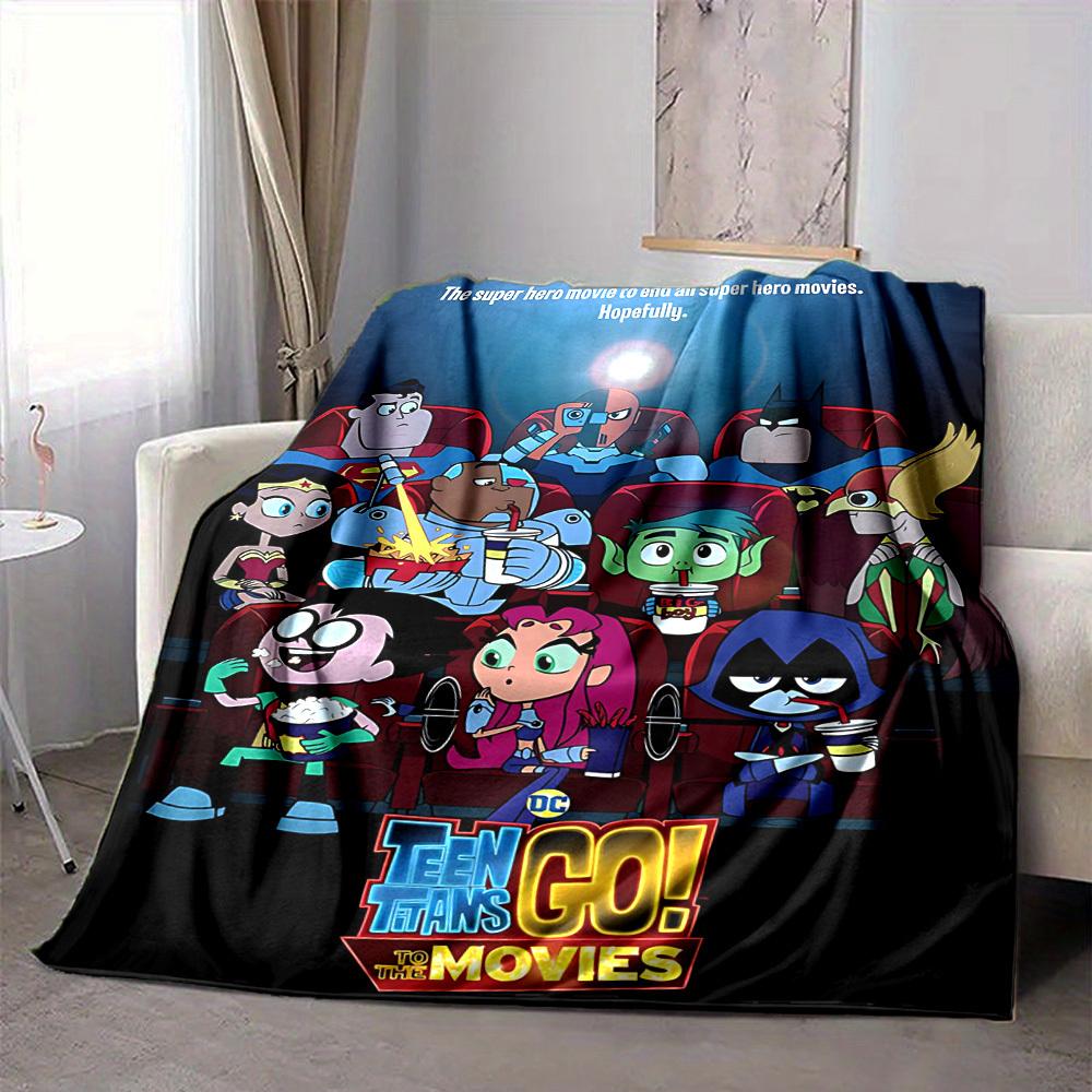 

1pc Teen Titans Go! Flannel Throw Blanket - Lightweight Soft Warm All-Season Blanket for Sofa, Bed, Travel, Camping L1029101 80x120cm