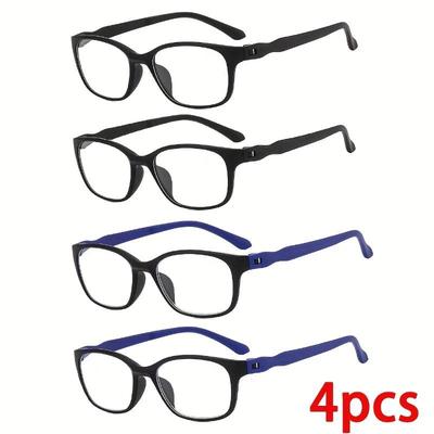 4PCS Ultralight TR90 Frame Anti Blue Light Reading Glasses Diopter +1.0To +4.0 Unisex Presbyopia Eyewear