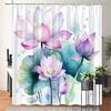 ~O~Lotus Flowers Shower Curtain - Soft Pink Lavender & White, Blue-Green Leaves, Watercolor, Polyester, 12 Hooks, 70.8x70.8 Inch
