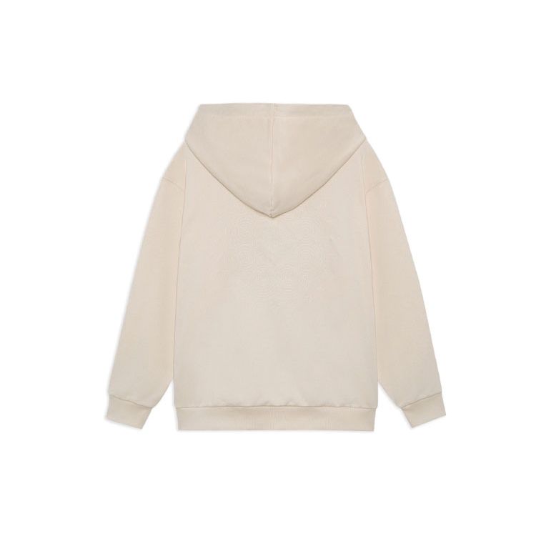 Li Ning SS22 Series Solid Color Logo Print Loose Hoodie Long Sleeve Sweatshirt Unisex Sweatshirt Beige AWDS220-5