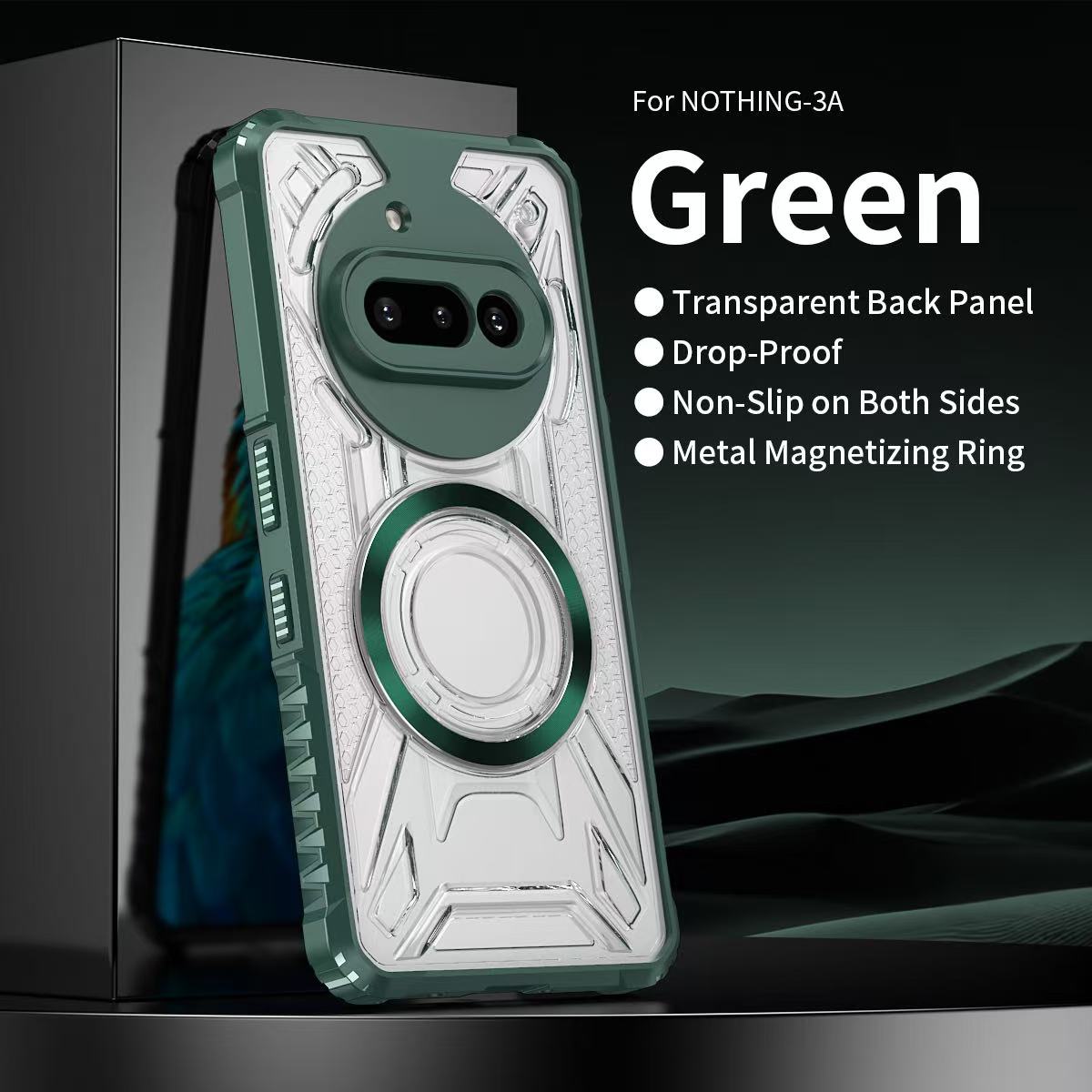 

Матовый прозрачный противоударный чехол с магнитной беспроводной зарядкой для Nothing Phone 3 3a 2a Pro 2a Plus CMF Phone 2 Pro 1 Magsafe зелёный