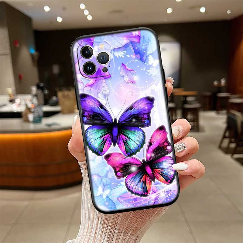 UP22 Colorful Butterfly New High-End Shell Phone Case for iPhone 16 15 14 13 12 Pro Max Plus Mini
