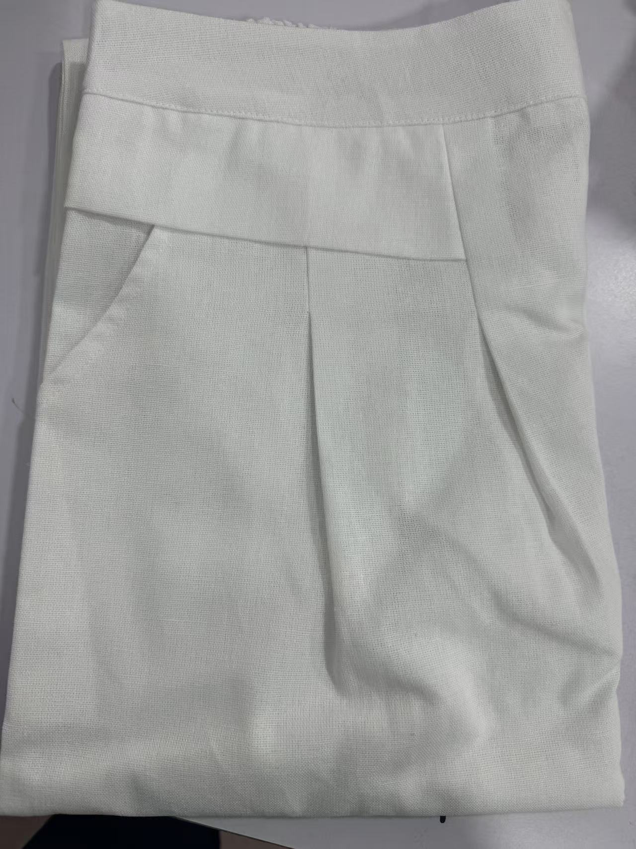 Women S Loose High Waist Semi Elastic Linen Cotton Wide Leg Culottes Pants M белый