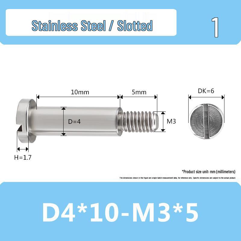 Single-Slot Stainless Steel M3*D4D5 Shoulder Head Bolt with Smooth Shank and Partial Thread
