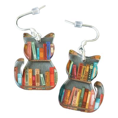 Damen Tier Ohrringe Bücherregal Stil Modische Acryl Tier Hängeohrringe für den täglichen Gebrauch Hund