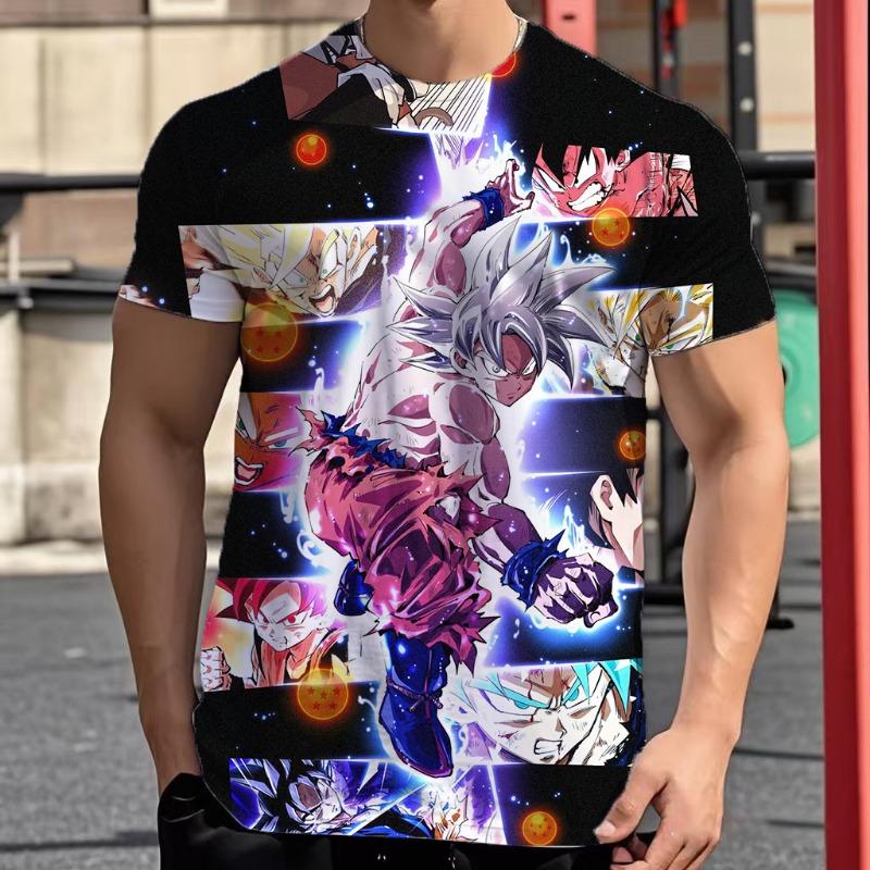 2026 Summer Dragon Ball Retro Fitness T-shirt Men's Oversized 3D Printed Short-sleeved Family Unisex Children's Sports Shirt