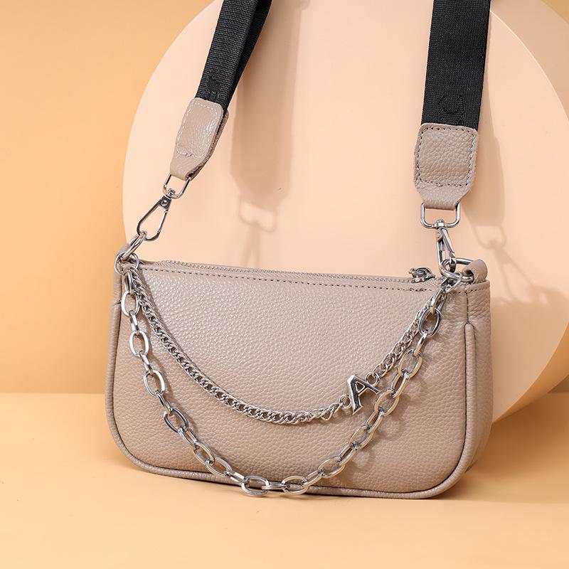 Genuine Leather Women'S Bag Trendy Fashion Simple Chain Shoulder Messenger Bag First Layer Cowhide Small Bag