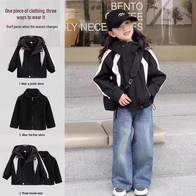 Girls' 2025 Spring/Autumn Fashion Windbreaker: Big Child's Trench Coat & Thin Jacket.