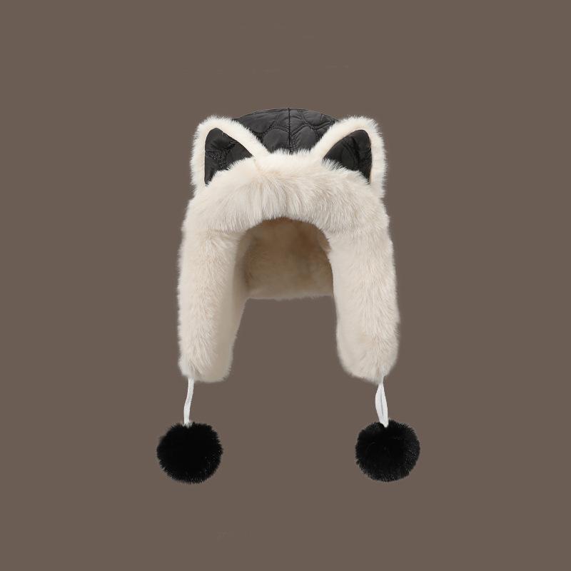 Cute fox ears plush hat women winter thickened plush warm cycling cold ear protection