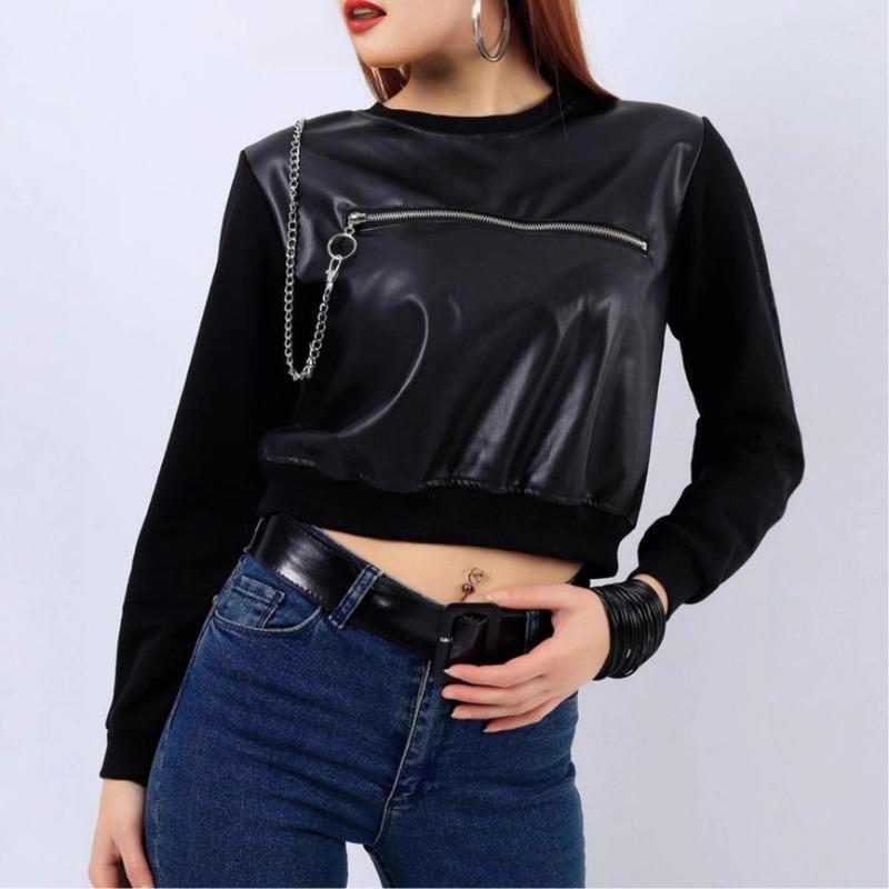 New Spring Autumn Women s Patchwork Short Round Neck Casual Knitwear S чёрный