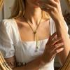 Romantic Fairycore Green Crystal Beaded Lariat Necklace for Women White Lily Pendants Versatile Choker Accessories Jewelry Gift