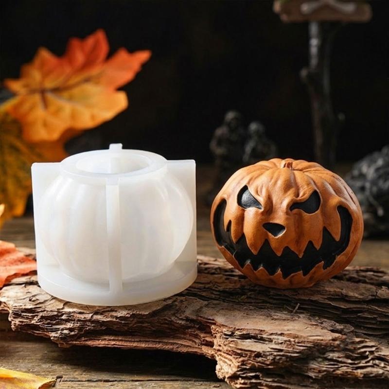 Silicone Pumpkin Resin Casting Tool for Halloween Candle Making, Devil Pumpkin Shape Candle Making Tool for DIY Holiday Decoration