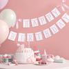 Oudain Pink and White Bow Happy Birthday Banner Garland Pink Bow Birthday Party Decorations Coquette Scalloped Embroidered First Party Cake Smash