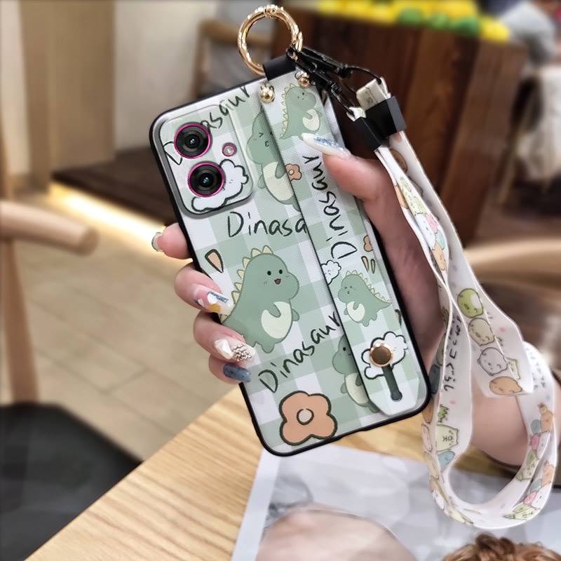 Cute Shockproof Phone Case For MOTO G55 5G Waterproof Soft Case Durable Back Cover Lanyard Anti-dust Silicone Kickstand