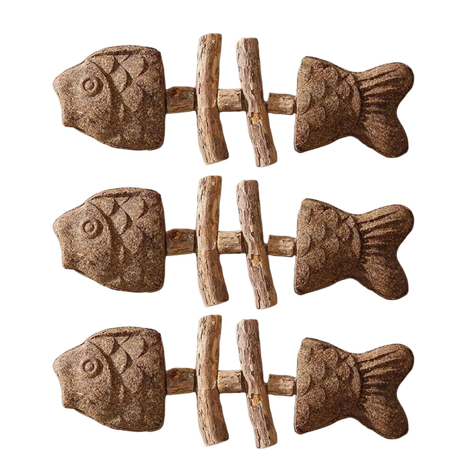 

Creative Fish Bone Cat Chew Toy Wooden Teeth Cleaning Stick Feline Tooth Care Tool for Dental Care Feline Toothbrush Alternative