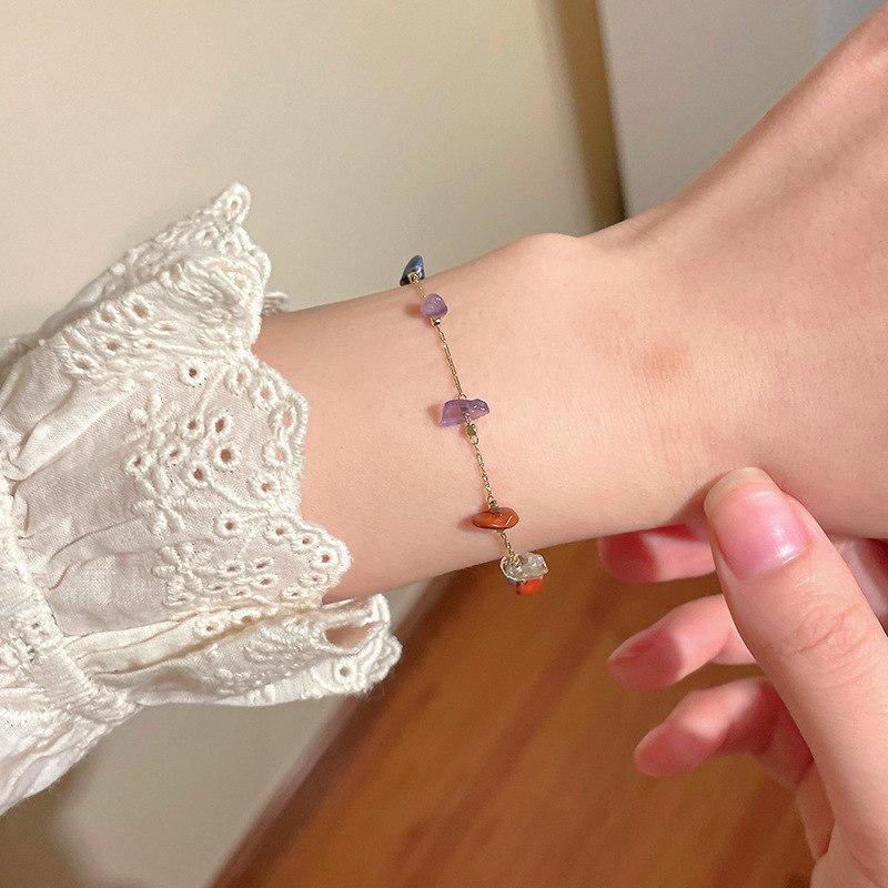 Modny śliczny słodki naszyjnik z kamienia naturalnego dla kobiet dziewczynki letni prosty kryształowy łańcuszek do obojczyka Choker naszyjnik nowa biżuteria na prezent