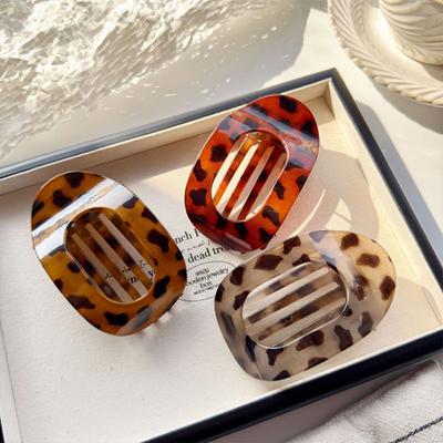 Leoparden Flache Haarspangen für Frauen Koreanischer Stil Französische Haarspangen Trendige Haarnadel Einfache Kopfbedeckungs-Accessoires
