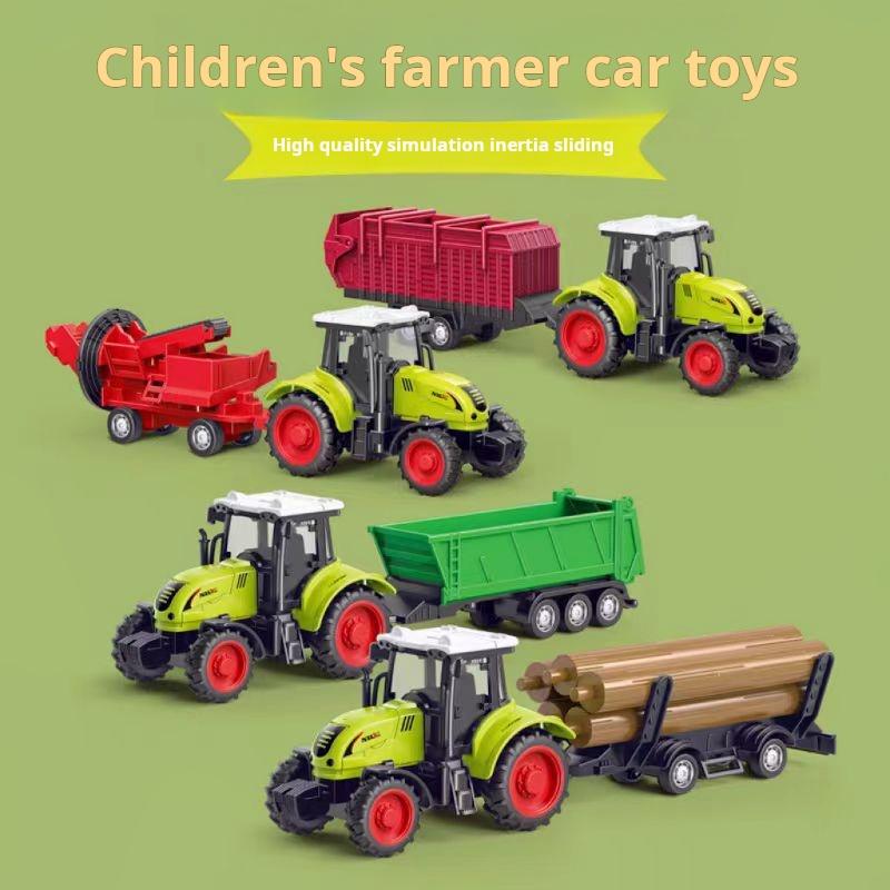 Simulation Farmer's Car Lawn Mower Tractor Pull Back Kids Toys Inertial Vehicle Engineering Excavator Model ToyBoy Birthday Gift