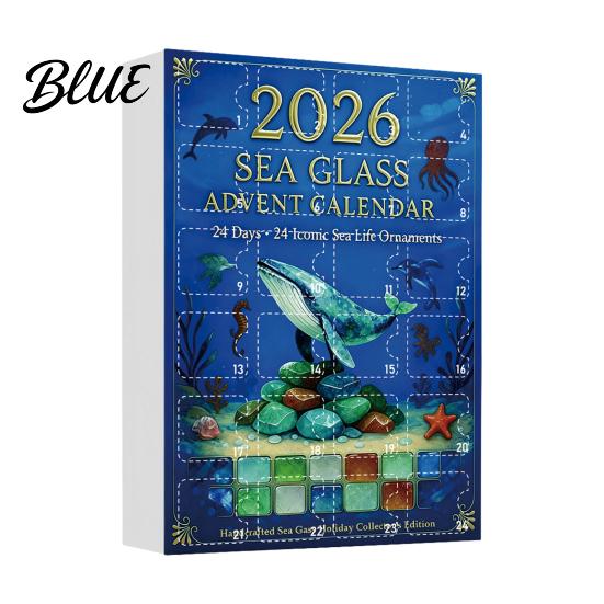 Acrylic Sea Life Decorations Advent Calendar 2026 2D Christmas Countdown Box with Ocean Themed Animal Pendants Festive Tree Hanging Decor,