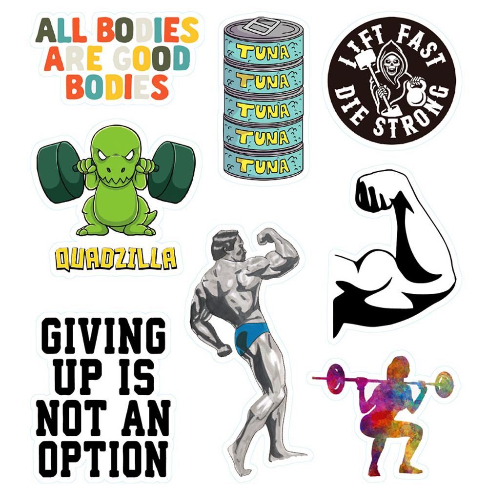 10/30/50/100pcs Fitness Inspirational Phrase Stickers Cool Cartoon Sticker Water Bottle Laptop GYM Phone Graffiti Decals Packing