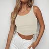 Kvinners sommer Ny ensfarget Sexy Vacation Vest Topp med snøring