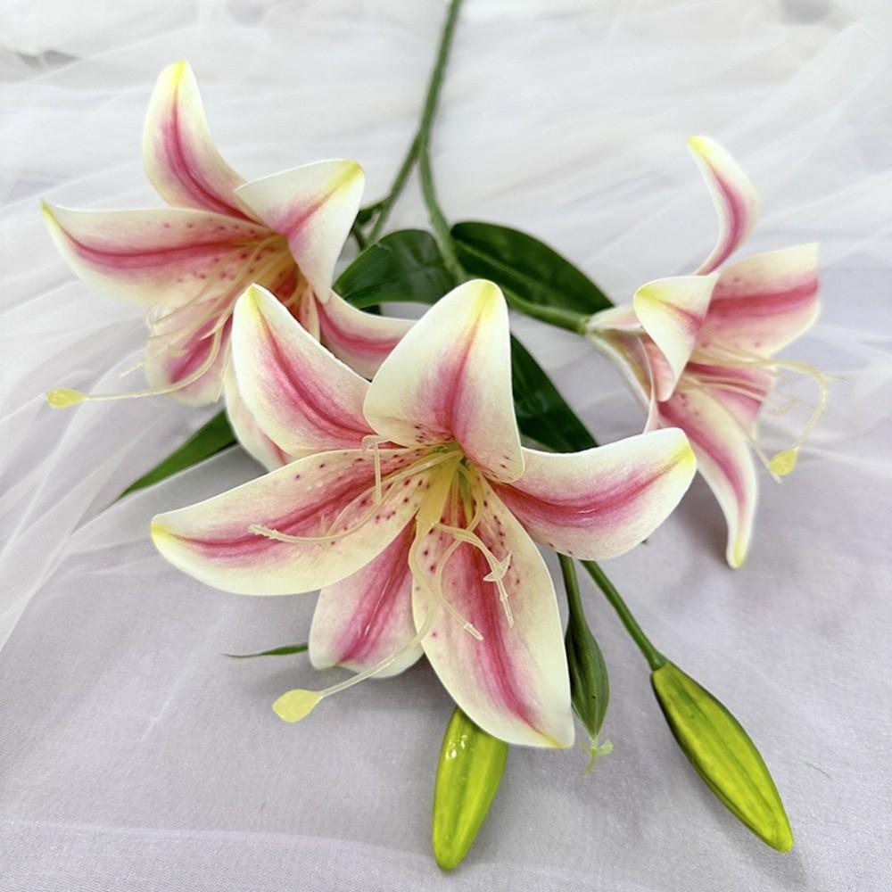 67cm Fake Lily Bouquet 2 Heads Wedding Bridal Bouquet Artificial Lily Flower Living Room Decor