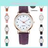 Montre-bracelet unisexe tendance à veilleuse, montre à quartz décontractée avec bracelet en cuir mat, montre à quartz pour femme