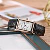 OURSTART Women Square Dial Quartz Watch with Leather Strap and Rhinestone Markers Elegant Minimalist Design Durable Construction