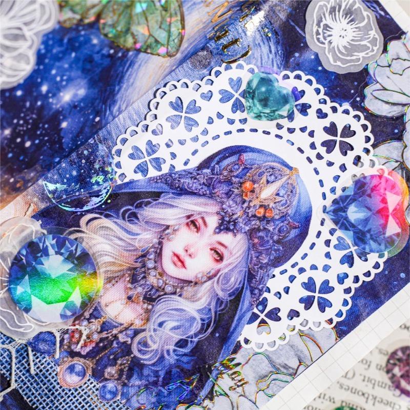 30 Pcs INS Cartoon Gemstone Sticker Pack Scrapbooking Material DIY Decorative Diary Album Aesthetic Stationery Labels Stickers