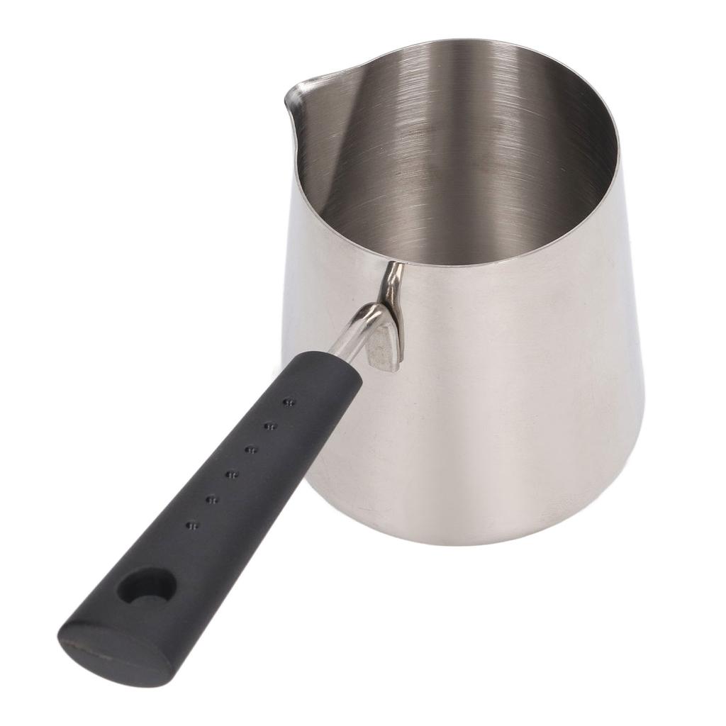 Pichet à lait pour café en acier inoxydable 304 à long manche, pichet à lait à bec verseur pointu, tasse à mousser le lait pour latte avec graduation
