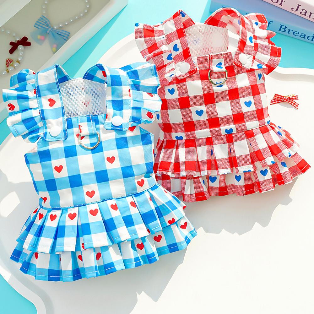 Princess style dog clothes striped cat strap skirt cat dress sub teddy pet clothing dog supplies magic fight