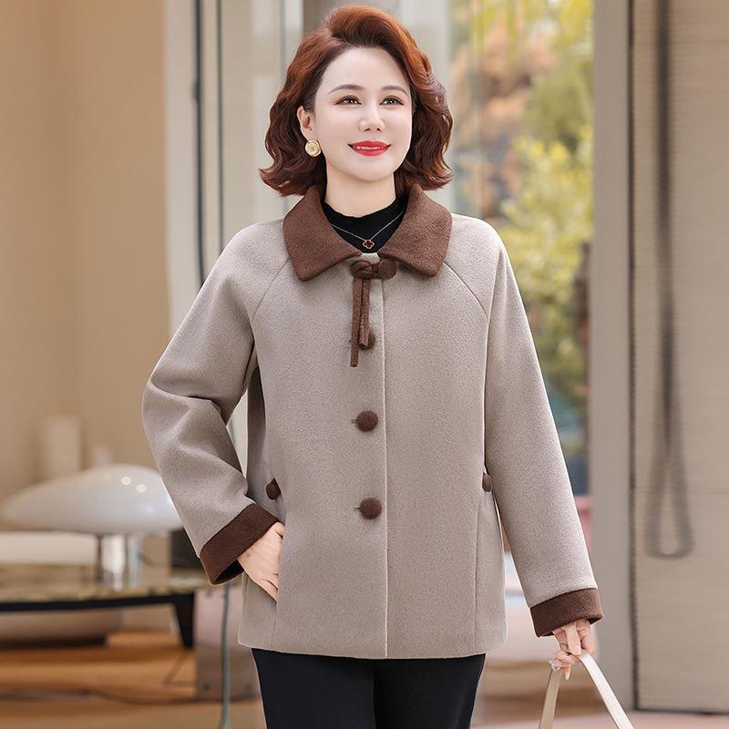 

New autumn husband woolen coat women s clothing autumn and winter warm lapel top 5XL [recommended 150-80kg] хаки