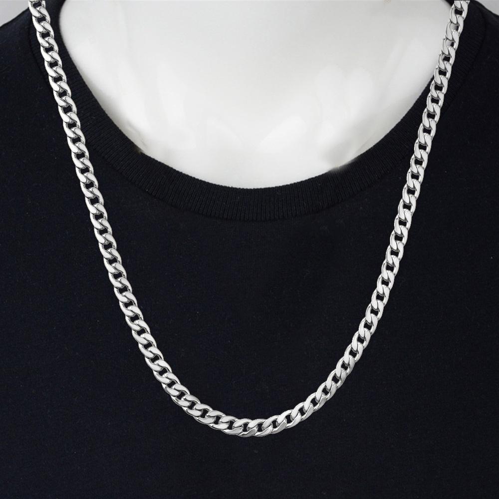 Hip Hop Curb Cuban Link Chains 4mm Gold Silver Color Stainless Steel Chain Necklaces For Men Women Vintage Jewelry Gift XL287-4