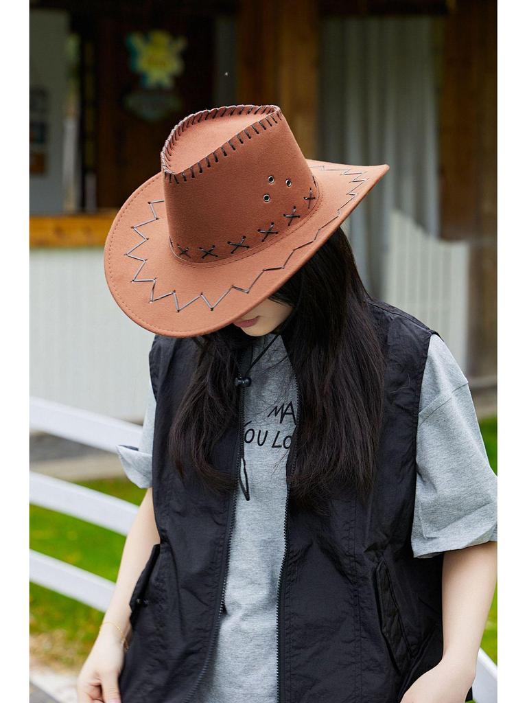 Western Prairie Stroh-Cowboyhut mit großer Krempe für Outdoor-Sommerreisen