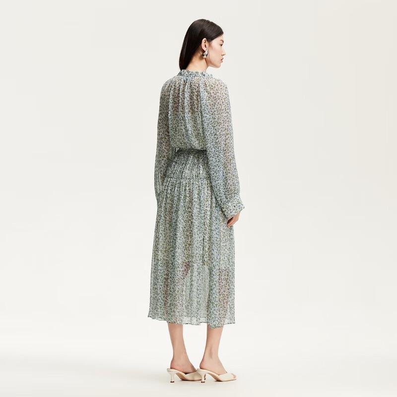 Veromoda 2025 Summer Floral Tie-Neck A-Line Dress