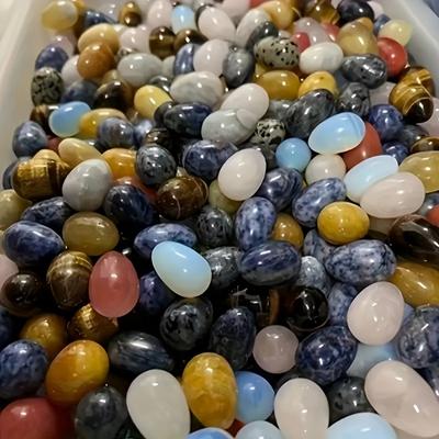 10 STÜCKE Naturkristall Glücksei, Tigerauge/Opal/Rosenquarz/Obsidian Saisonales Dekoei, Handgefertigt