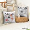 Fashion M-Mardi Cushion Cover Natural Linen Organic Fabric Double-Sided Printing Sofa Home Decor Gift Pillow Case