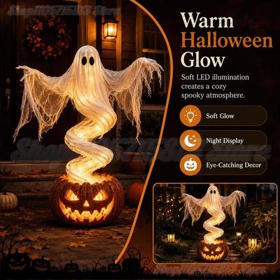 Virvlande Spöke Pumpa Trädgårdsbelysning LED Halloween Golv Trädgårdsbelysning Lyst Utomhus Spöke Pumpa Dekoration för Halloween