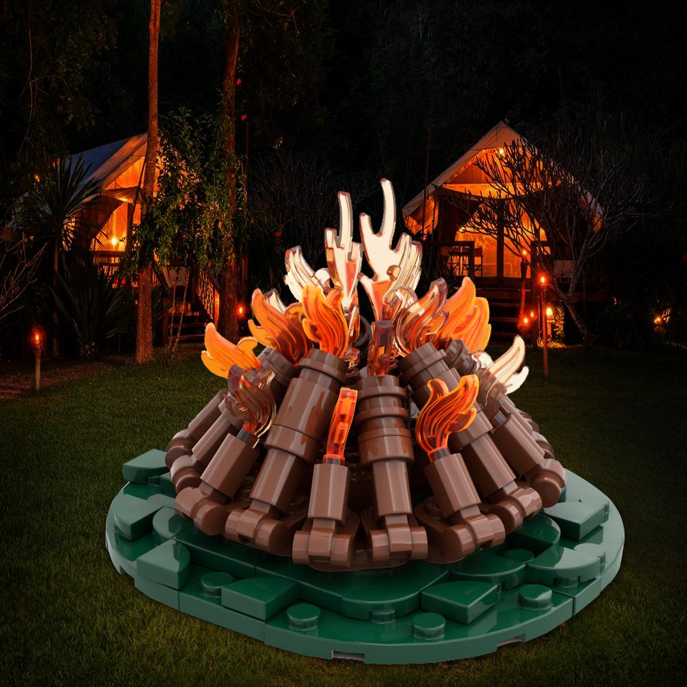 Gobricks MOC Campfire - Classic Camp Movie Village On Tato Constructing Block Educational Playthings For Kid Gift