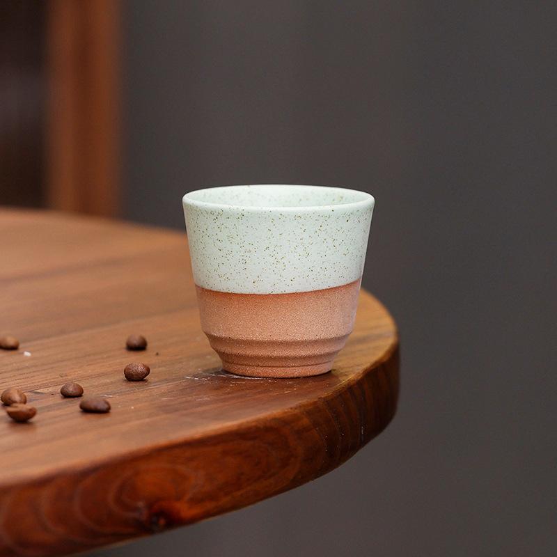 Concentrated Ceramic Coffee Cup American Latte Latte Flower Cup Coarse Pottery Retro Kung Fu Teacup