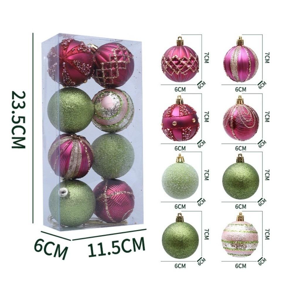8pcs New 6cm Christmas Ball Pendant Electroplated DIY Xmas Tree Charm Plastics Xmas Tree Ornament for Christmas Celebration